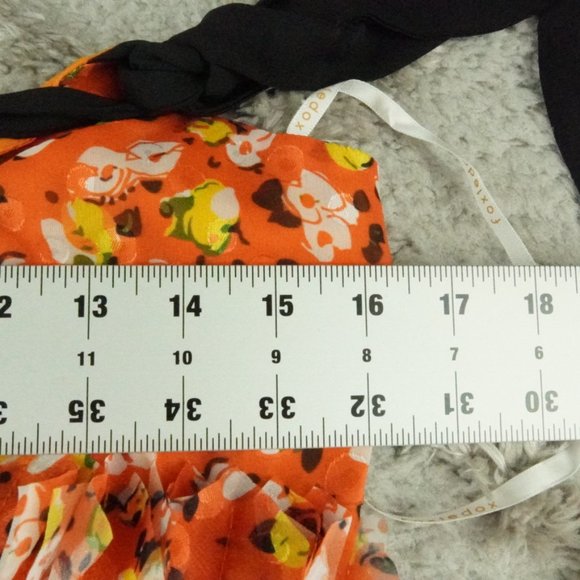 Anthropologie Foxiedox Floral Pleated Dress Womens Medium Orange NEW - Picture 6 of 10